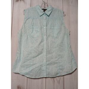 Bit and‎ Bridle Shirt Ladies 1x Sleeveless Button Front